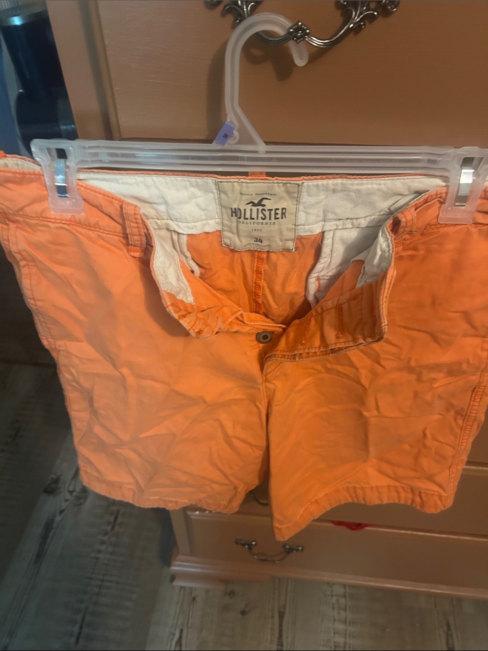 Hollister Men's Bright Orange Flat Front Shorts